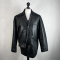 Men's Retro 100% Leather Jacket from George in Black Quilted Lined Coat