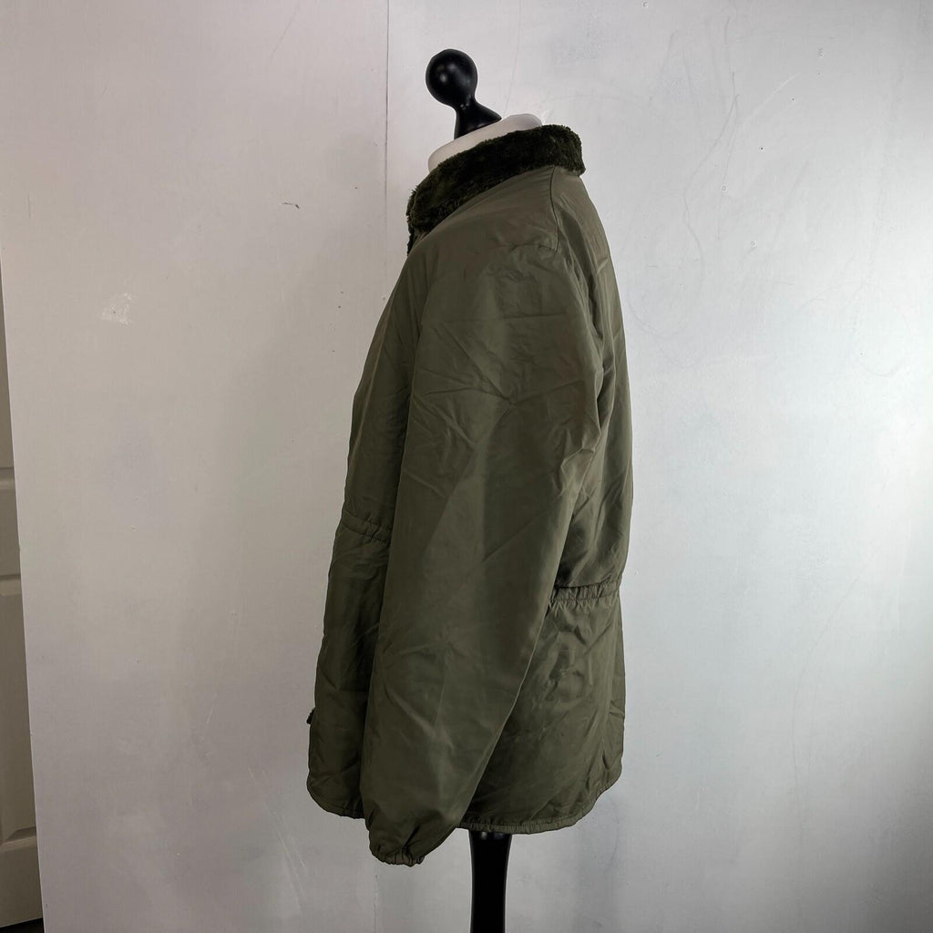 Vintage French Army Thermal Fleece Lined Jacket OG Olive Green size L