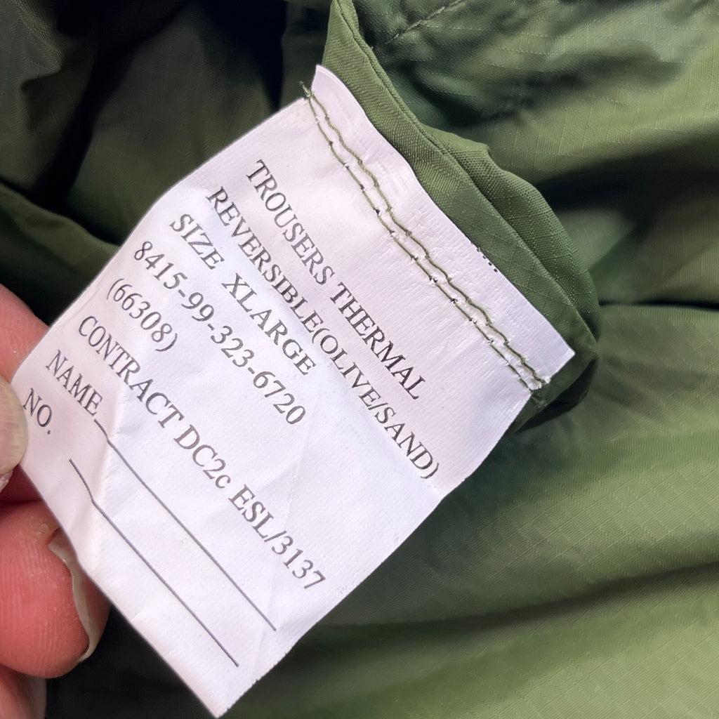 British Army Thermal Trousers Softy Issue Olive Sand Reversible Warm Softie XL