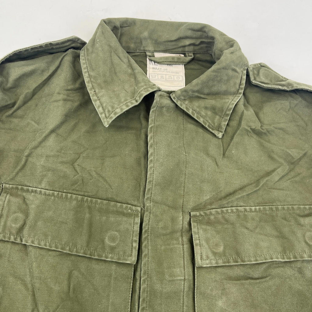 Vintage 1980s Dutch Army Shirt Green Long Sleeve Cotton Combat size Medium