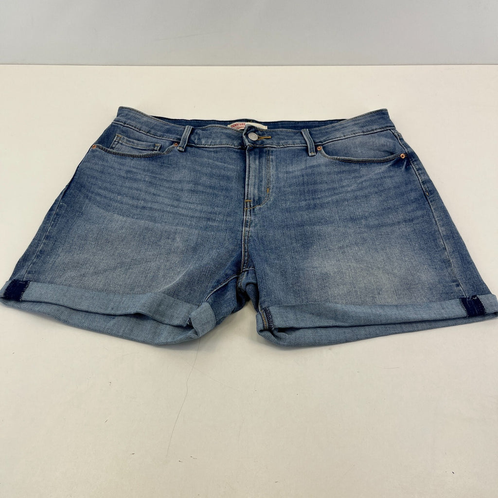 Signature Levi Strauss Co Mens Mid Blue Denim Shorts W32" Cotton Casual Fit