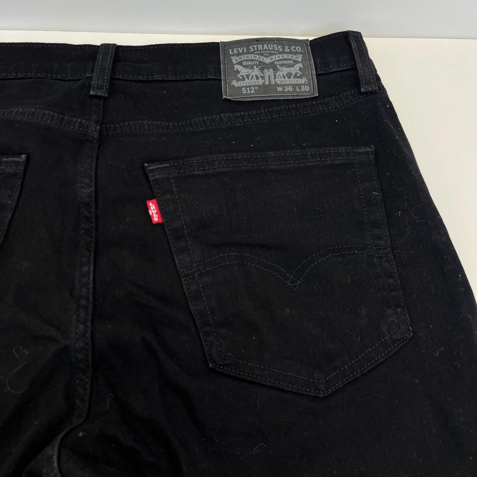 Levi Strauss 512 Jeans Mens Levis W36" Leg 30" Slim Tapered Black