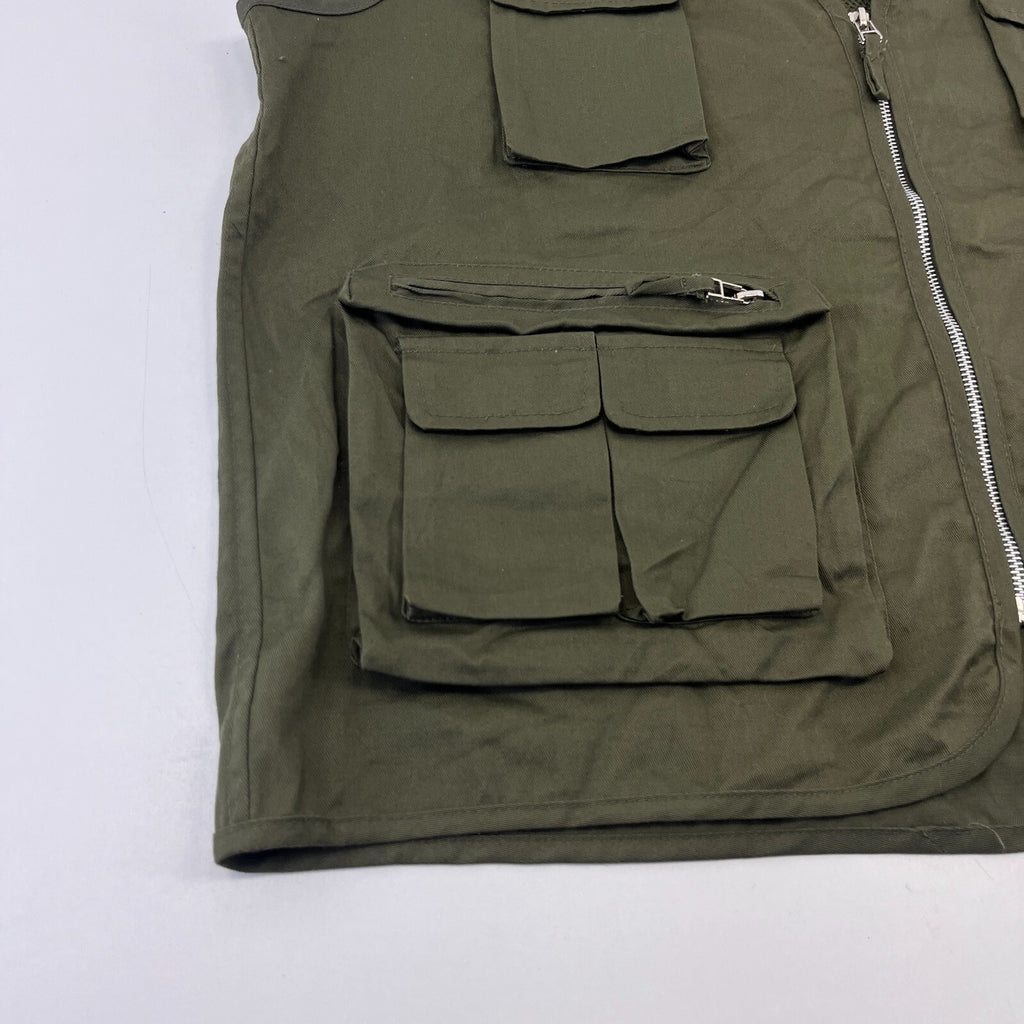 Khaki Green Men's Fishing Vest Gilet Hunting Shooting Multi Pocket size XL