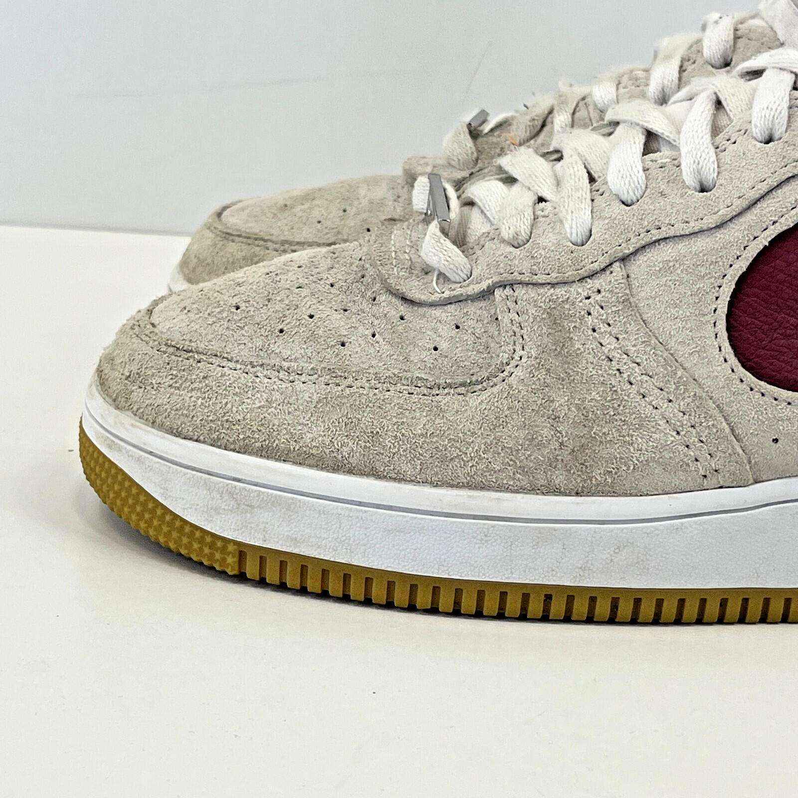 Nike Air Force 1 High Sculpt Suede in Light Grey White Maroon size UK 7 - EU 41
