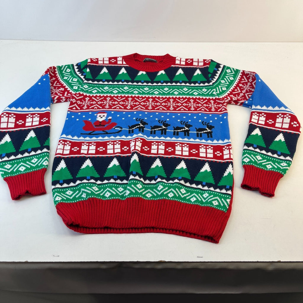 Colourful Christmas Jumper Santa & Reindeers Men's/Unisex size Small
