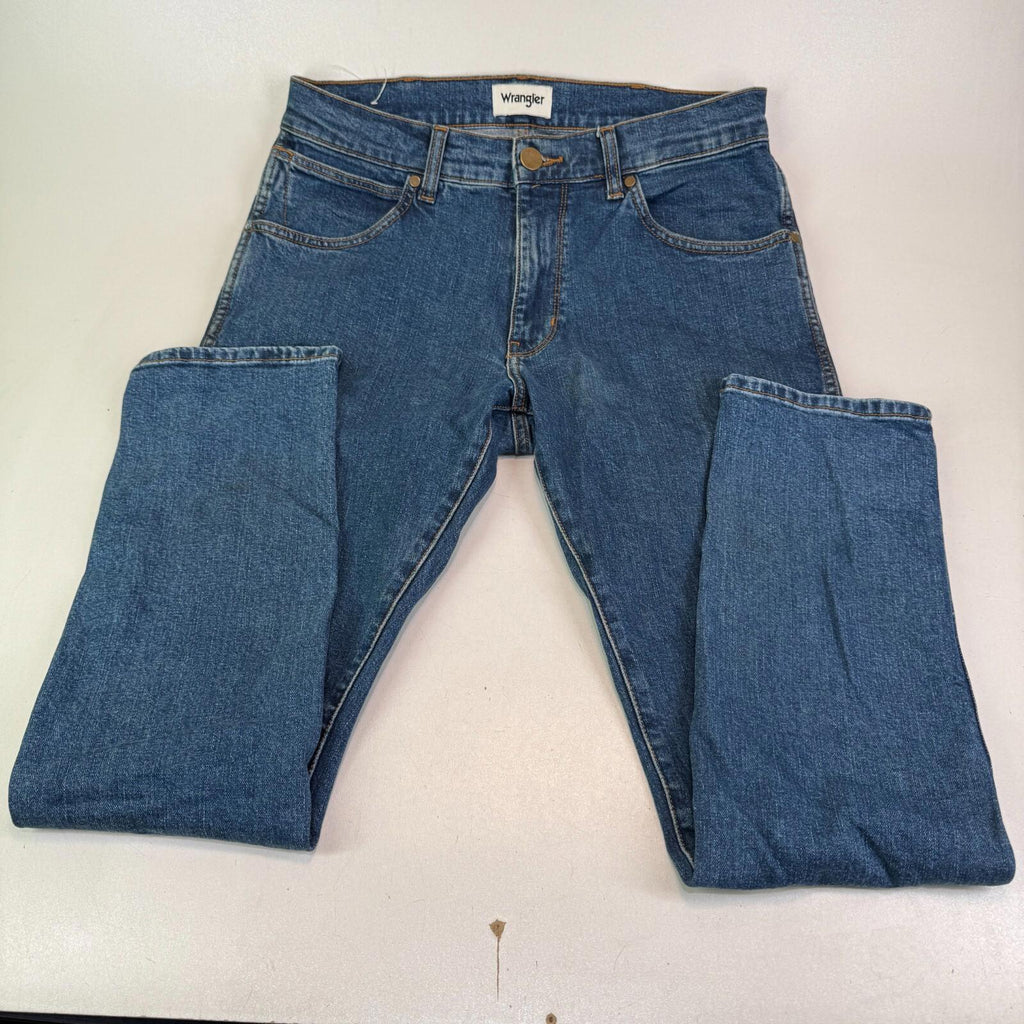 Wrangler Larston Mens Jeans Slim Tapered Skinny Stretch Mid Blue Denim W30" L32"