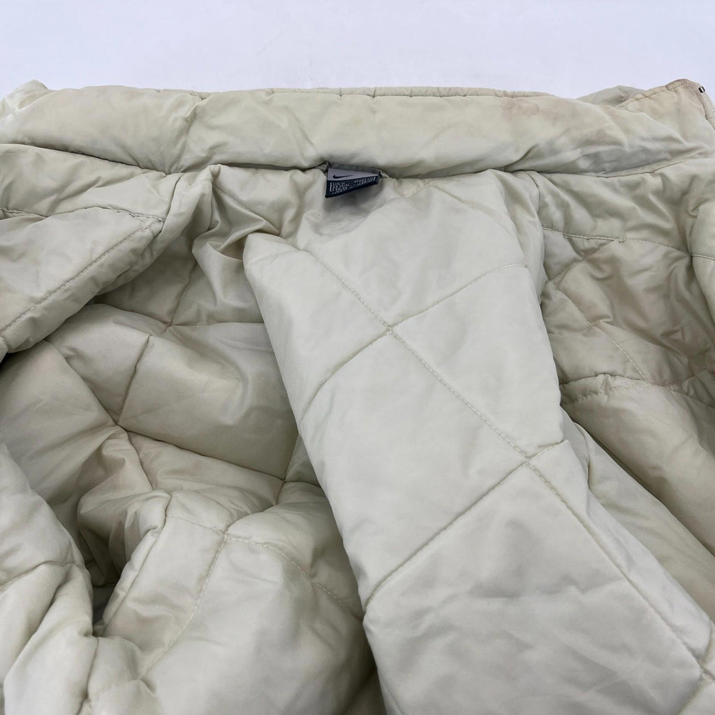 Nike Jacket Men's Quilt Lined Insulated Coat with Removable hood in Cream size M