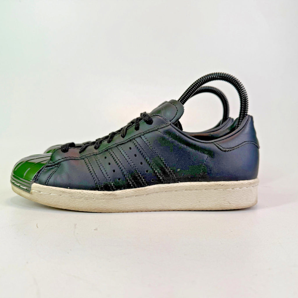Adidas Superstar Dark Chrome Shell Toes Black Leather White Sole UK size 5