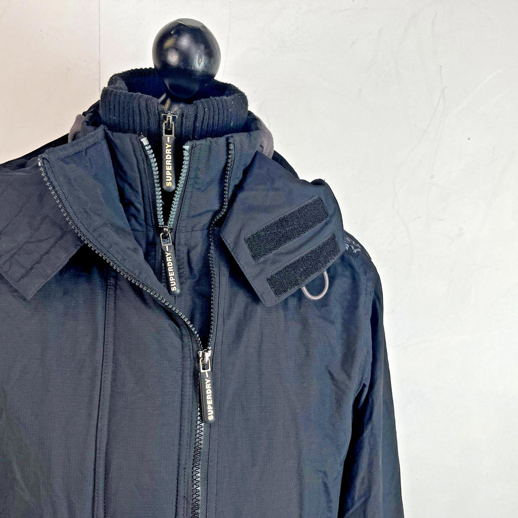 Superdry Original Windcheater Jacket Japan Men’s size Large Black Fleece Lined