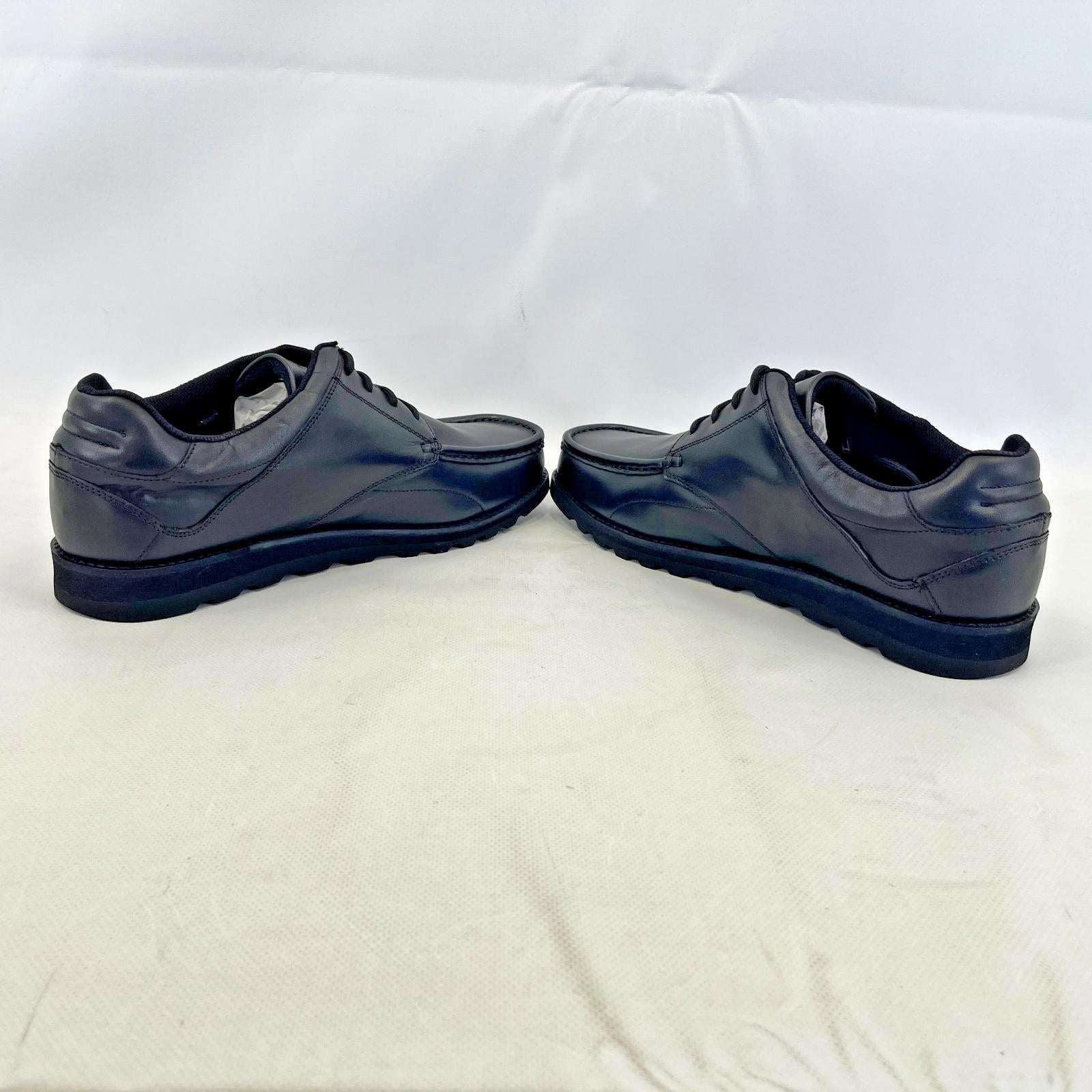 Pretty Green Harrow Lace Up Shoes Moccasin Loafers Men's Black Leather size 9.5