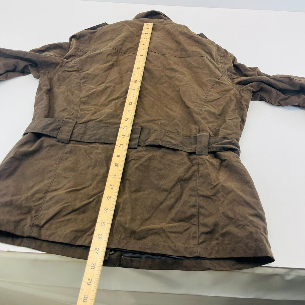 Crane Womens Waxed Cotton Jacket with Belt in Brown size Medium
