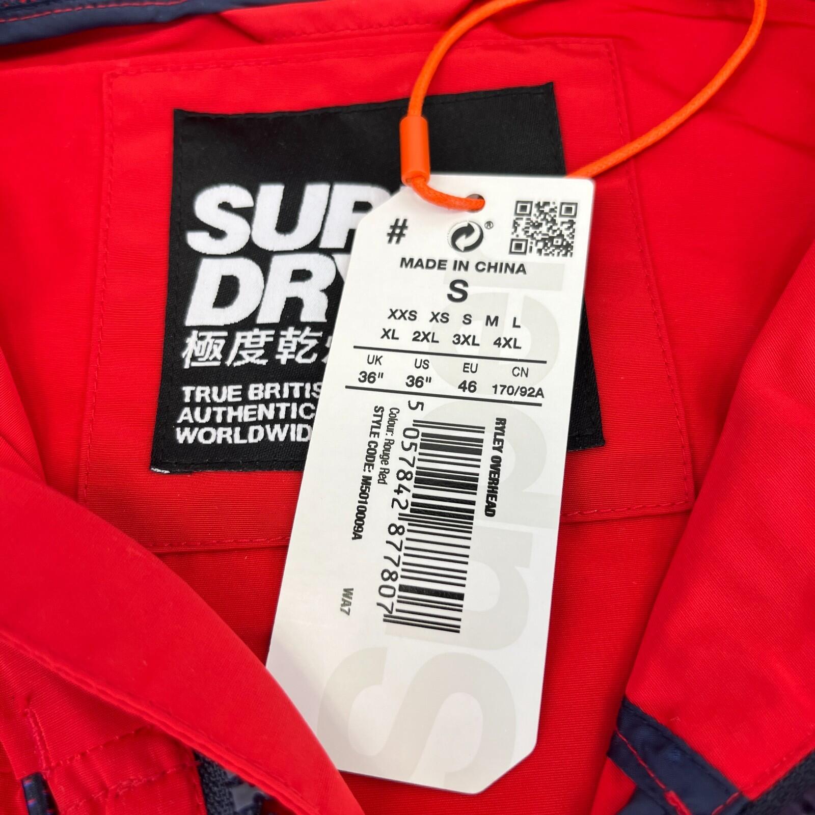 Superdry Overhead Retro 80s Cagoule Jacket with Side Zip Rain Coat size S - New