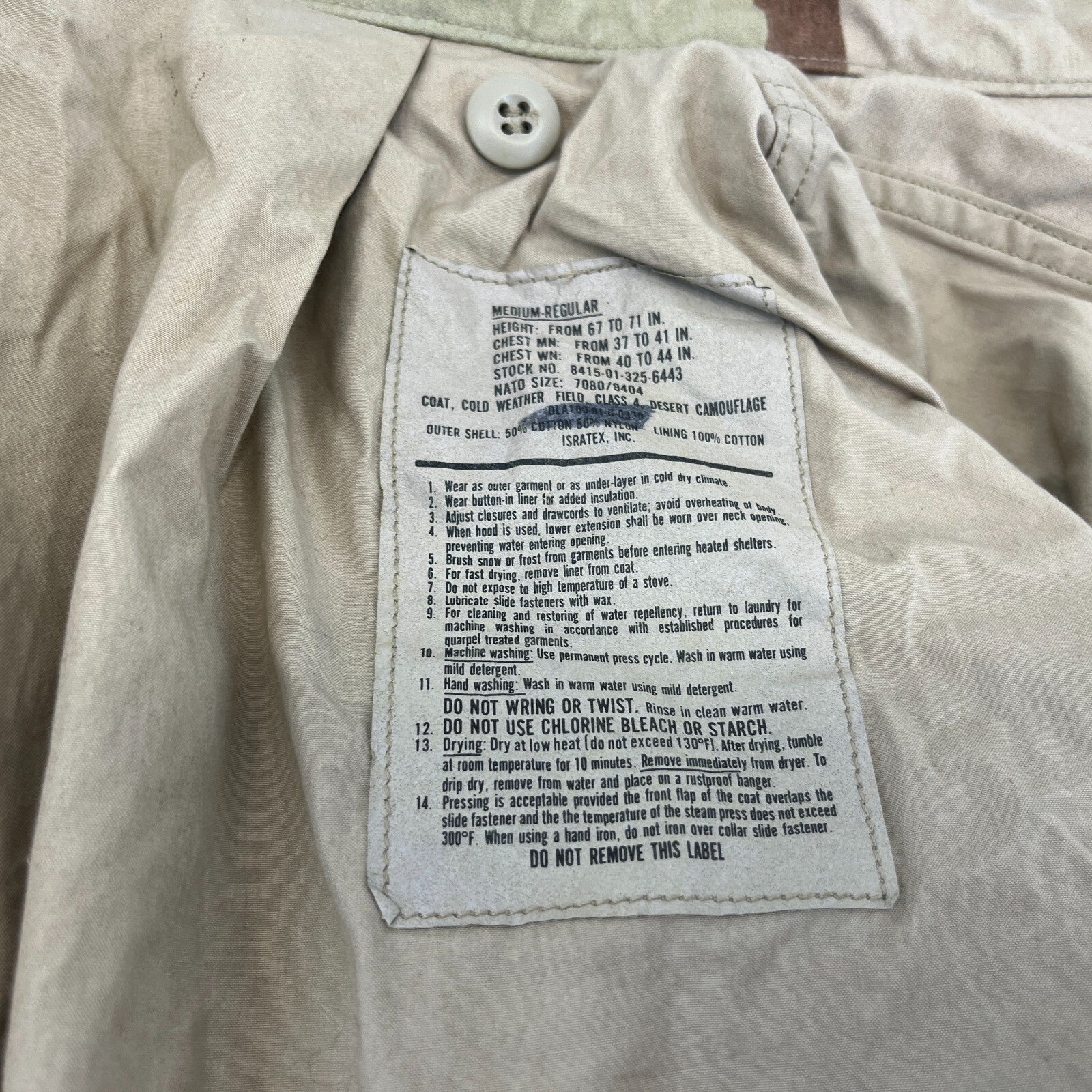 US Army Surplus Issue DCU Desert Camo Tri Colour M65 Cold Weather Jacket Medium-Regular