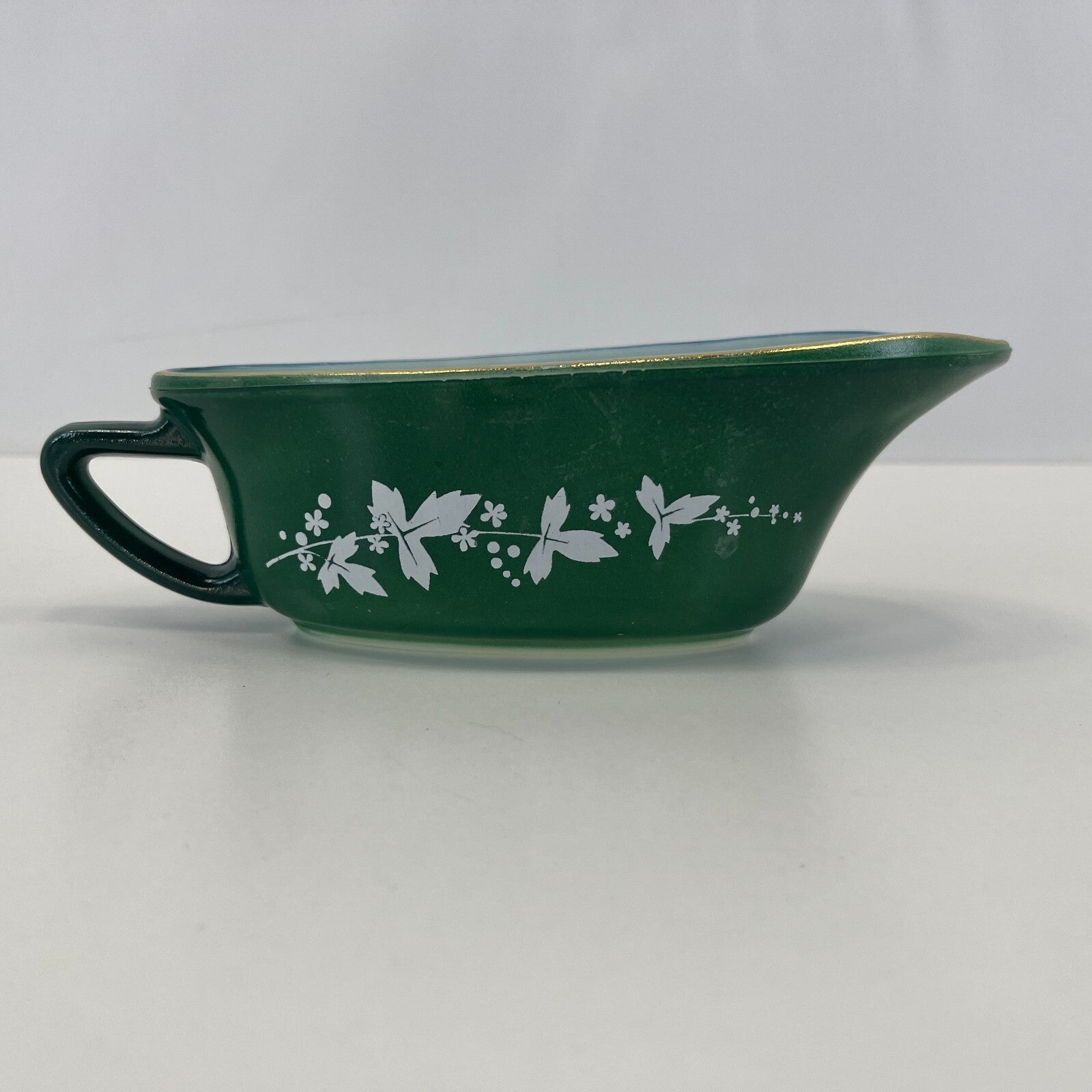 Pyrex Green Hawthorn Gravy Sauce Boat Vintage 1960's Rare JAJ