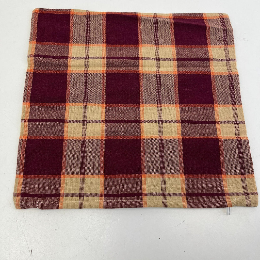 2x RSW 100% Cotton Cushion Pillow Covers Red/Beige/Burgundy Tartan 38cm x 38cm