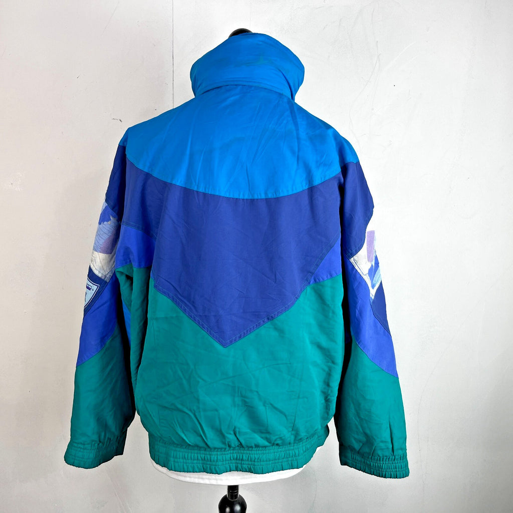 Vintage Sergio Tacchini 80s 90s Mens size M White Label Ski Jacket Blue & Green