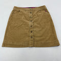 Joules Tan Brown Cord Short Skirt Corduroy Button Front with Pockets UK size 12
