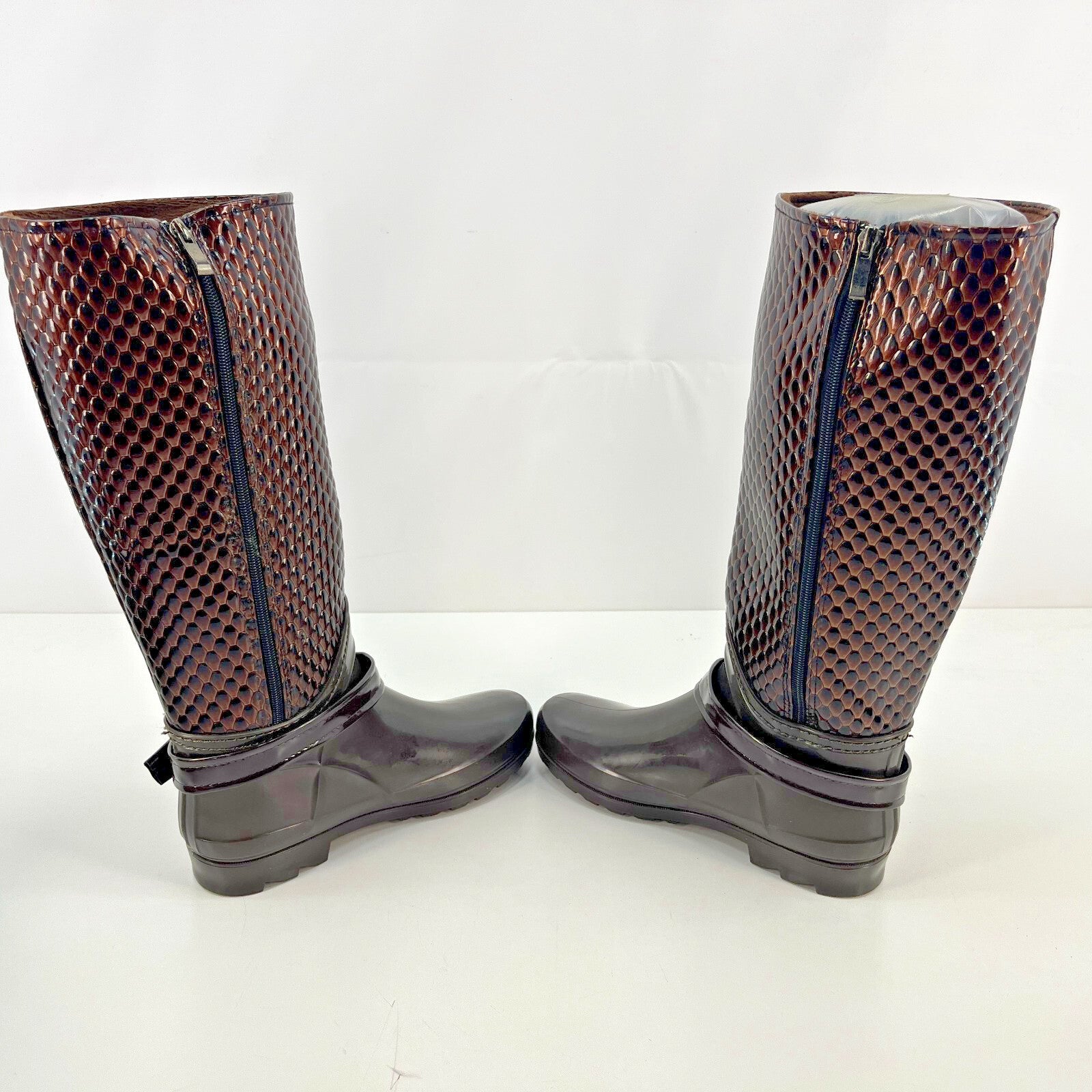 Women's Festival Boots Wellies Textured Brown Snake Pattern size UK 5.5 - EU 38
