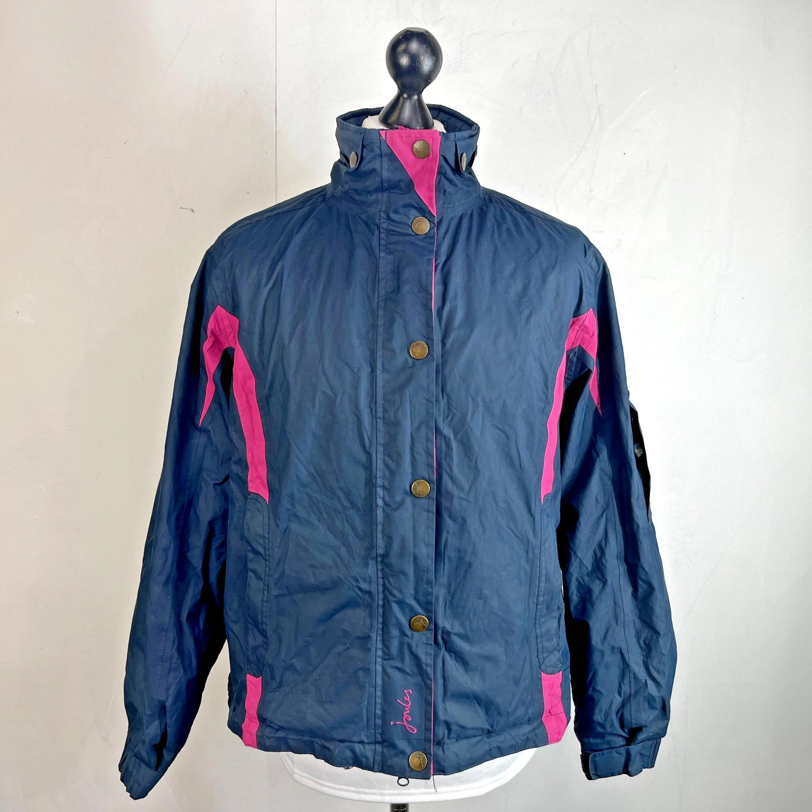 Joules Waterproof Hiking Jacket Raincoat Women’s Size 18 Navy Blue & Pink Coast