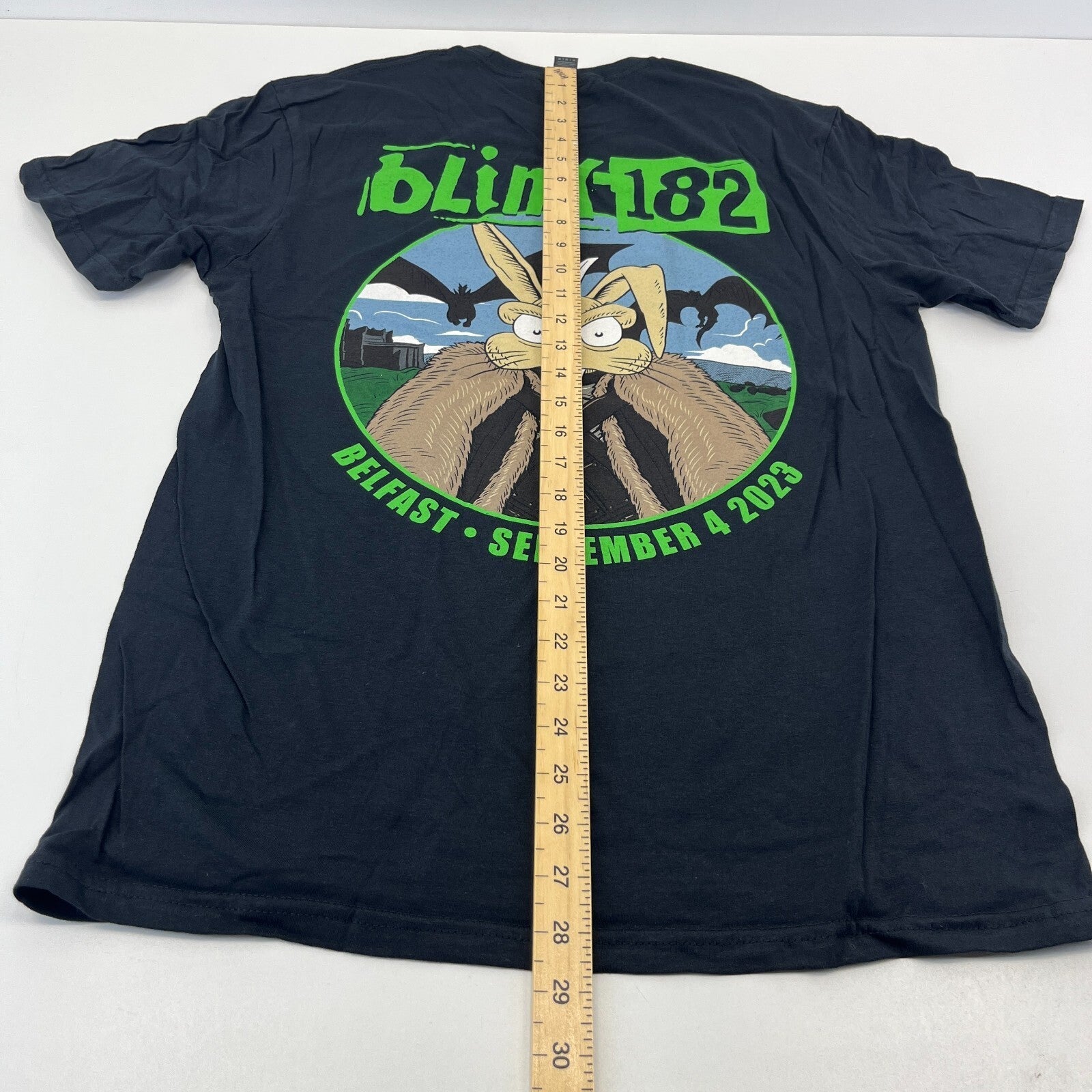 Blink 182 Belfast 2023 Tour T Shirt - Black & Green size Medium - NWOT
