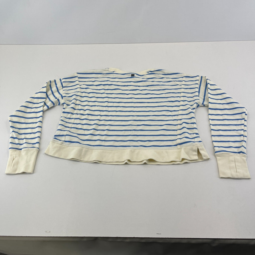 Sweaty Betty After Class Cropped Sweatshirt size XS Oversized White/Blue Striped