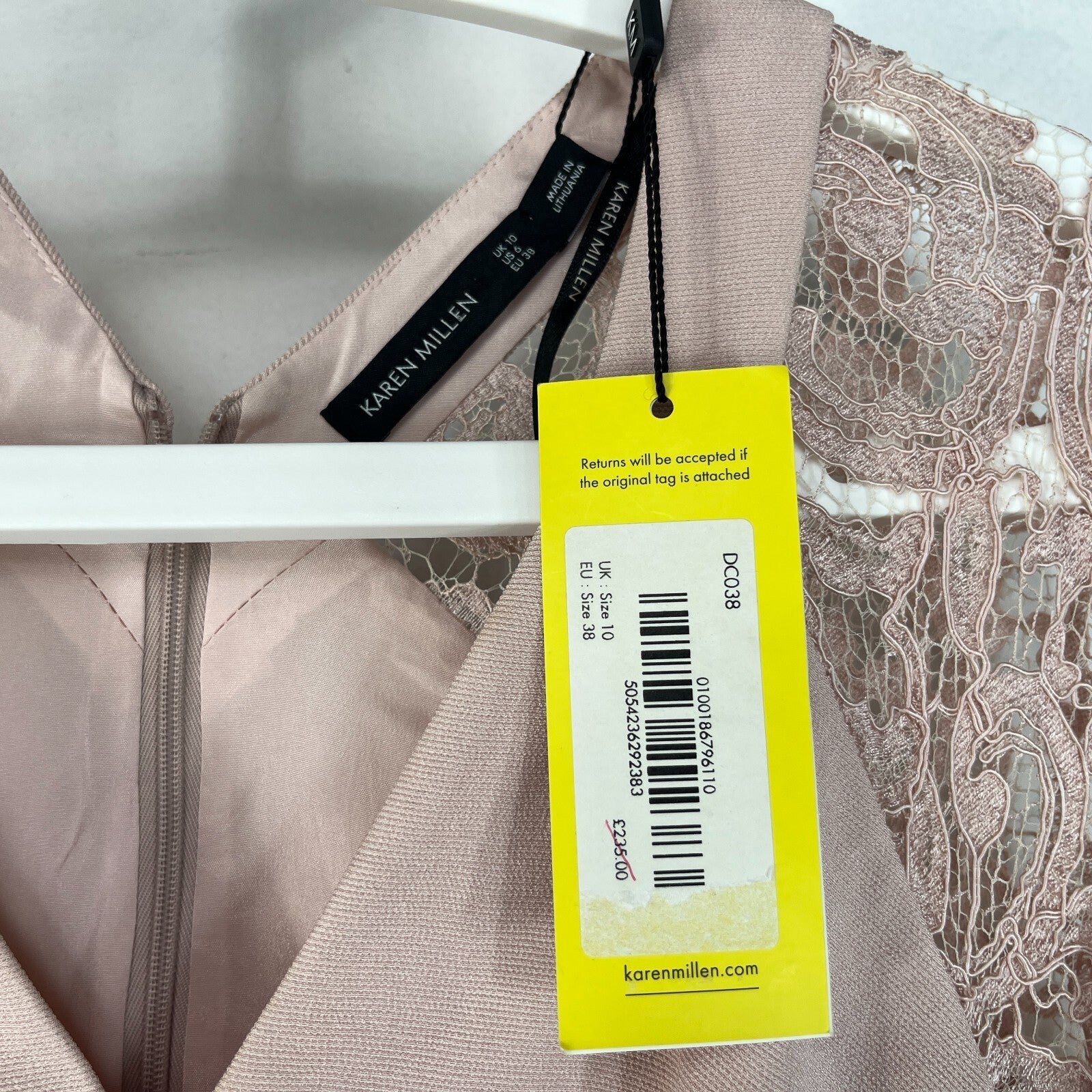 Karen Millen Midi Dress UK size 10 in Pastel Pink - New with Tags