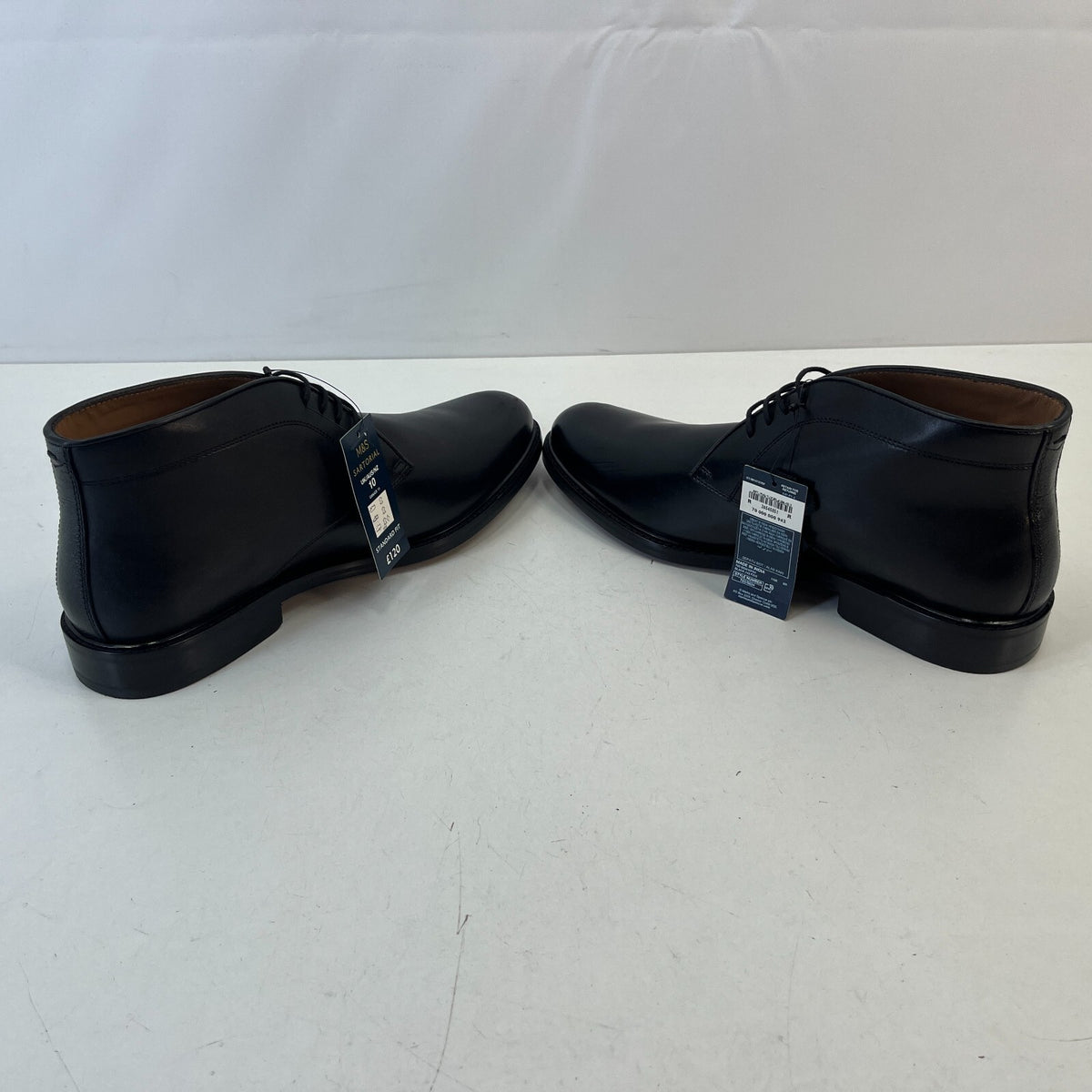 Marks & Spencer Sartorial Black Leather Smart Luxury Boots UK 10 RRP £120 New