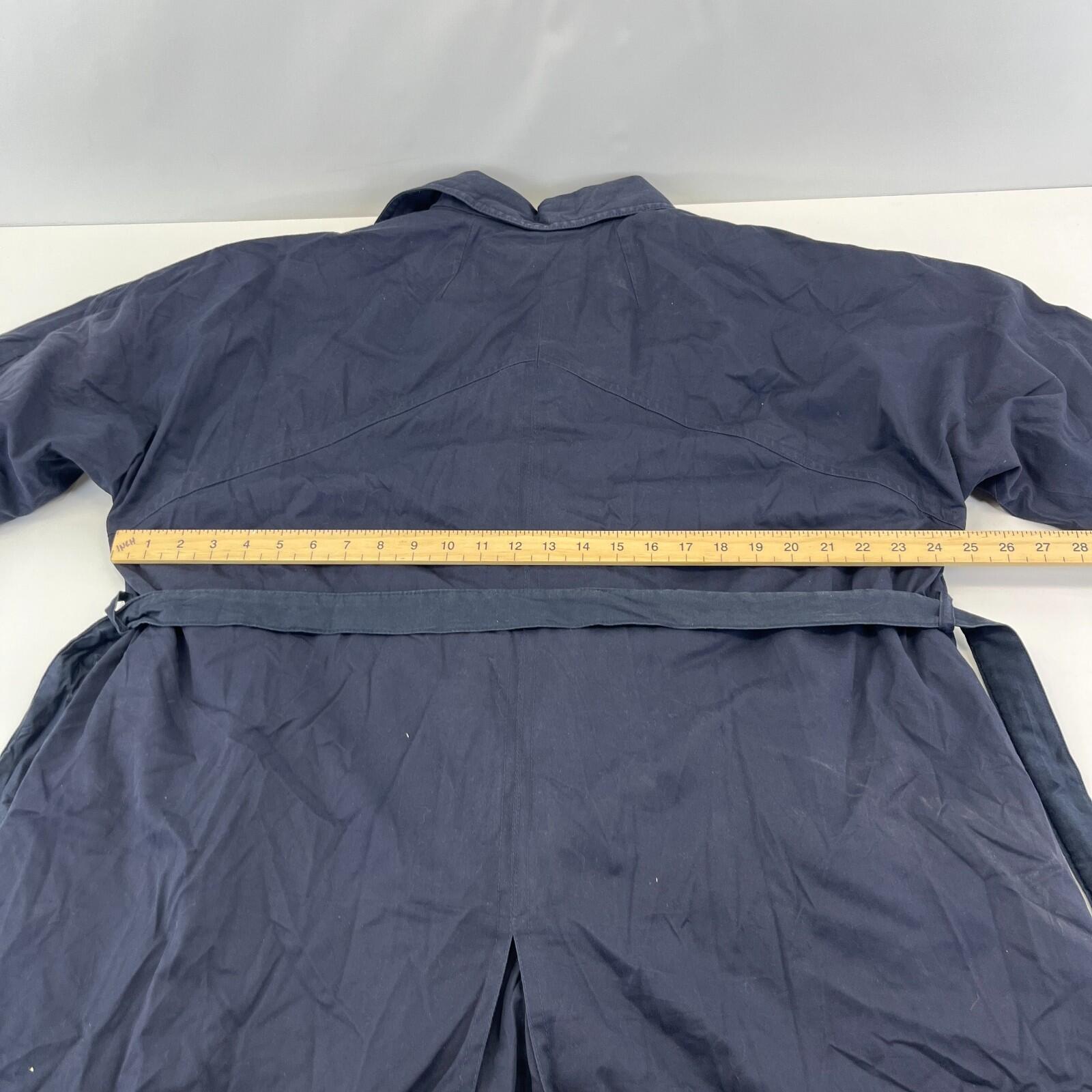 Vintage C&A Women's Lined Trench Coat with Belt Navy Blue size 46