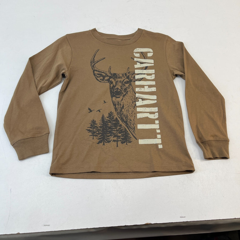 Carhartt Kids Khaki Brown Graphic Print Long Sleeve T-Shirt size 5 years - New