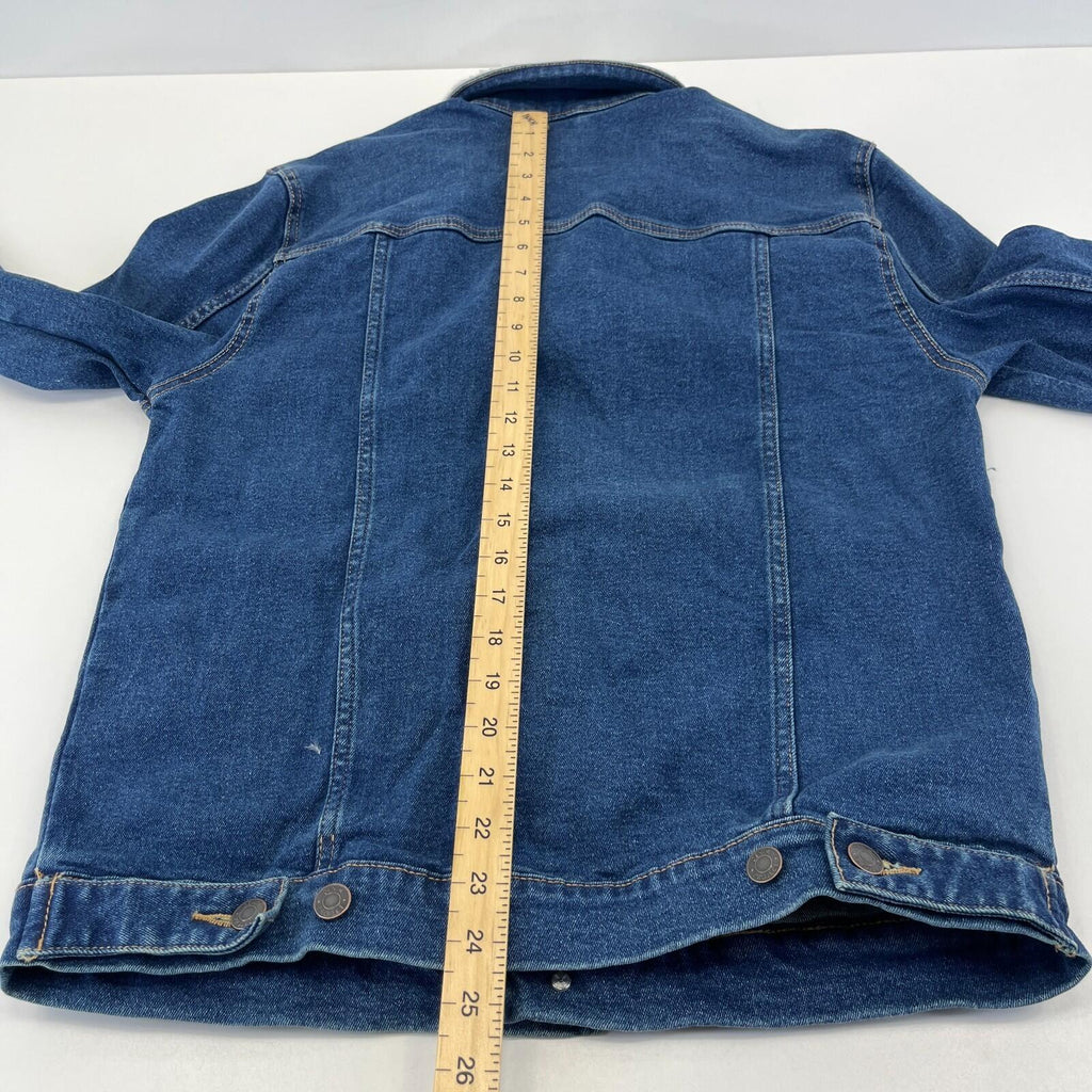 Denim Project Blue Denim Trucker Jacket with Sherpa Collar size Medium