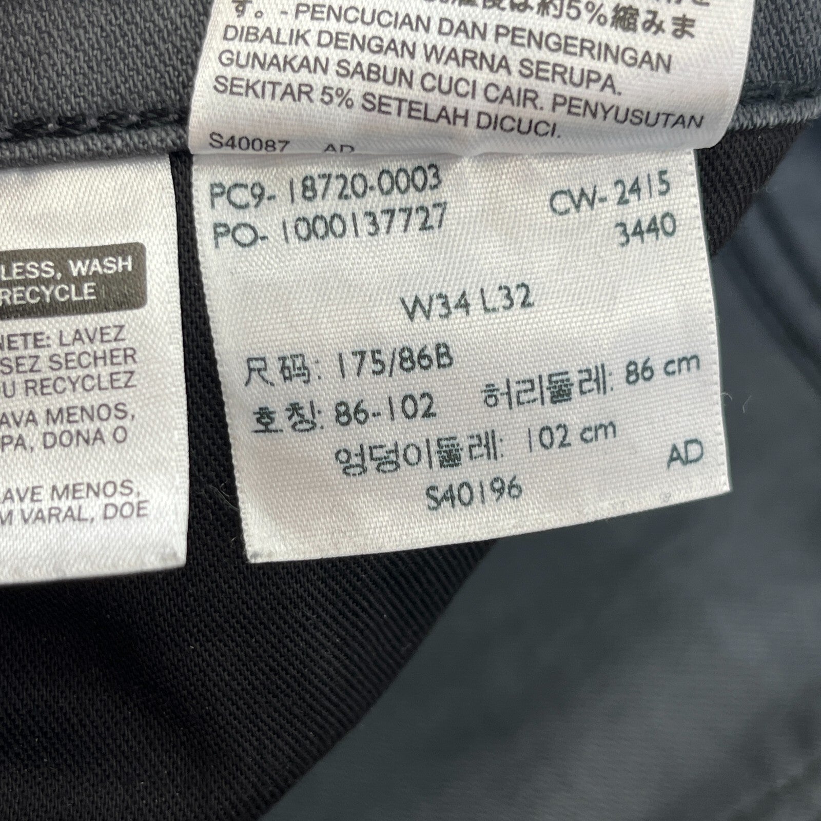 Levi’s Heavy Denim Chinos Dark Grey Straight Leg Chino W34" L32"