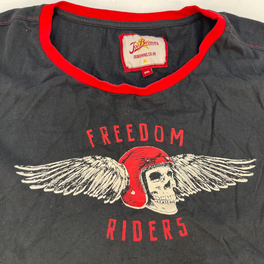 Joe Browns Biker T-shirt Mens Black/Red size 6XL Crew Neck Long Sleeve Cotton