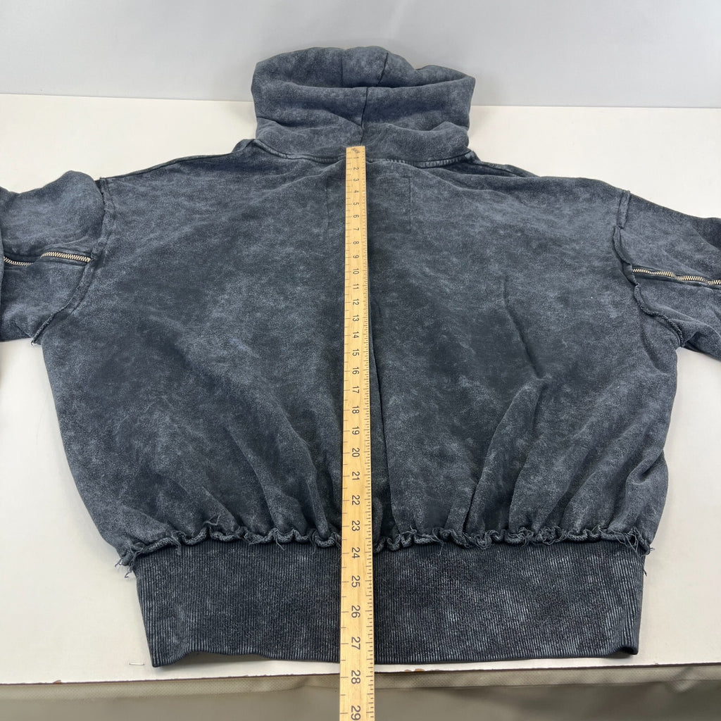 Drop Dead Distressed Look Grey Hoodie Zip Sleeves 100% Cotton Streetwear UK 2XL
