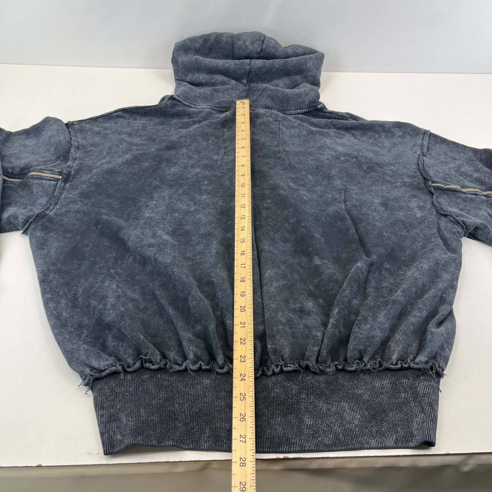 Drop Dead Distressed Look Grey Hoodie Zip Sleeves 100% Cotton Streetwear UK 2XL