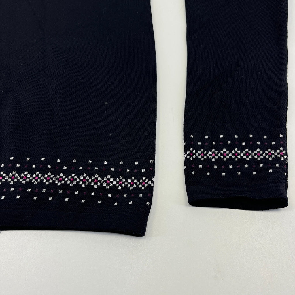 Sweaty Betty Fairisle Novelty Half Zip Base Layer Sweater Top in Black size Large - New