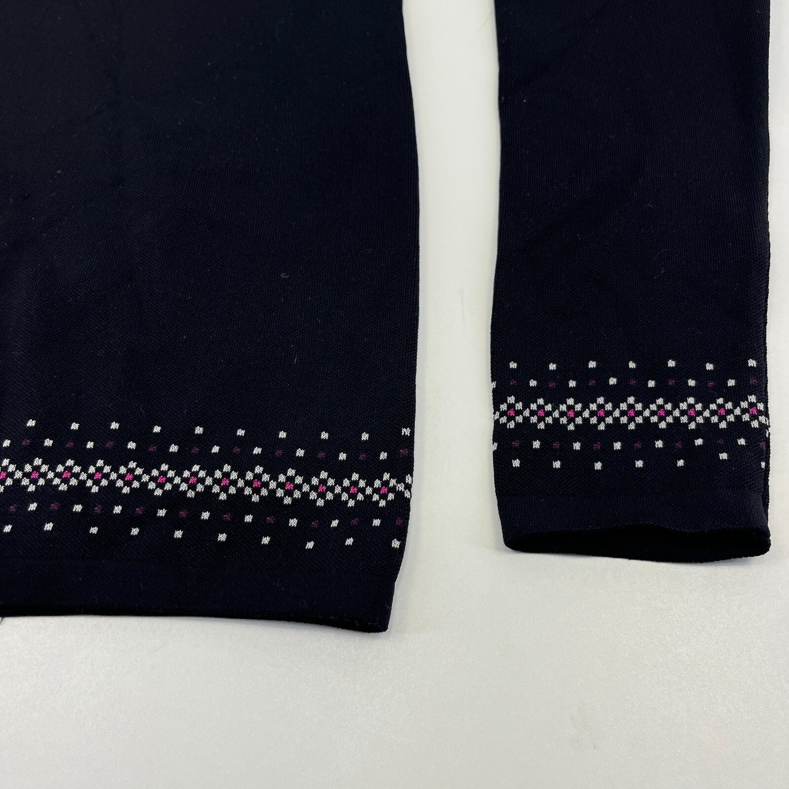 Sweaty Betty Fairisle Novelty Half Zip Base Layer Sweater Top in Black size Large - New