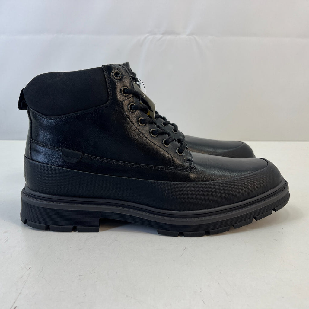 M&S Men's Faux Leather Ankle Boots in Black size UK 10 - EU 44