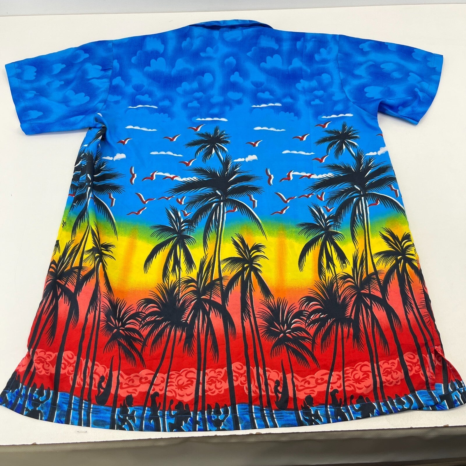 Loud Men's Multicolour Palm Hawaiian Shirt Designer Holiday Short Sleeve size L