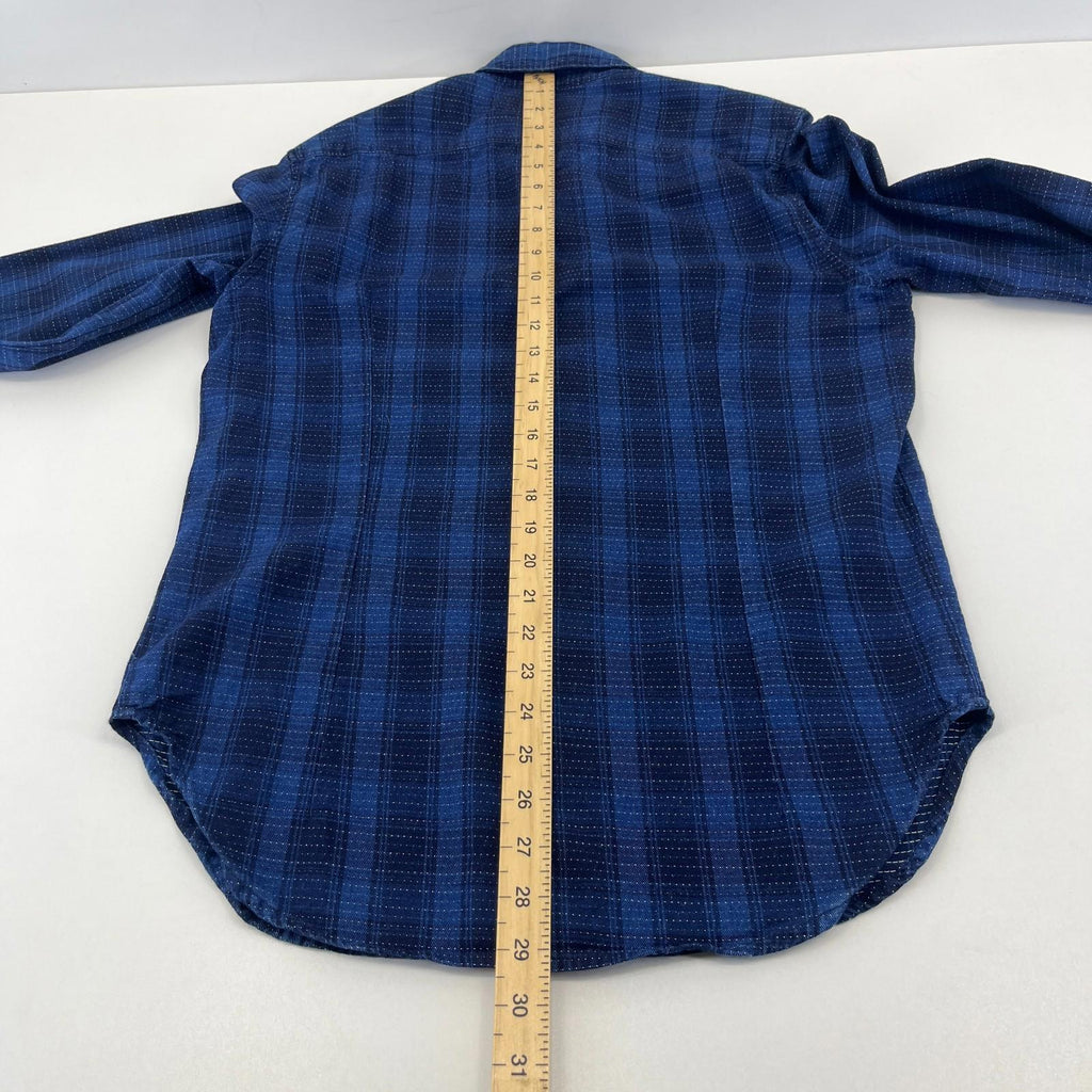 Barbour Men's Blue Check Flannel Shirt Button Up Long Sleeve - UK size M