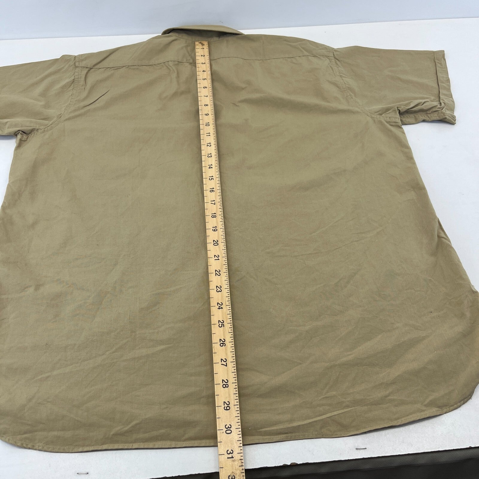 Vintage Elbeco Reeves Khaki Sanforized Poplin Workwear Shirt US Military XL
