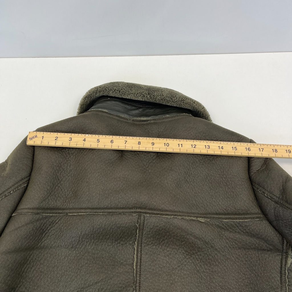 Zara Brown Faux Shearling Fur Lined Jacket Aviator Brown with Belt size Medium