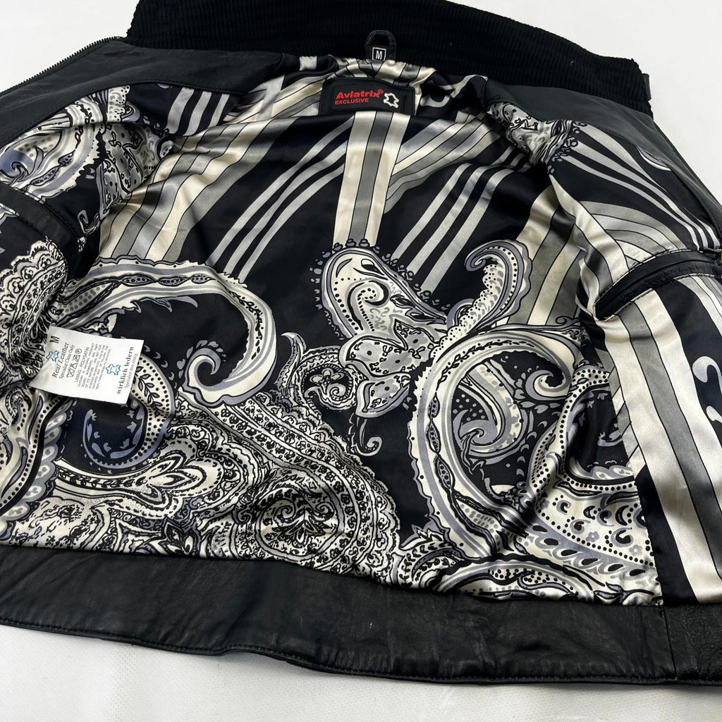 Aviatrix Women's Real Leather Biker Jacket in Black size M