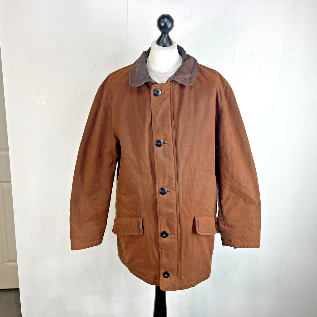Paul R Smith Halifax Men's Wax Jacket Brown Leather Collar Waxed Cotton size 42S