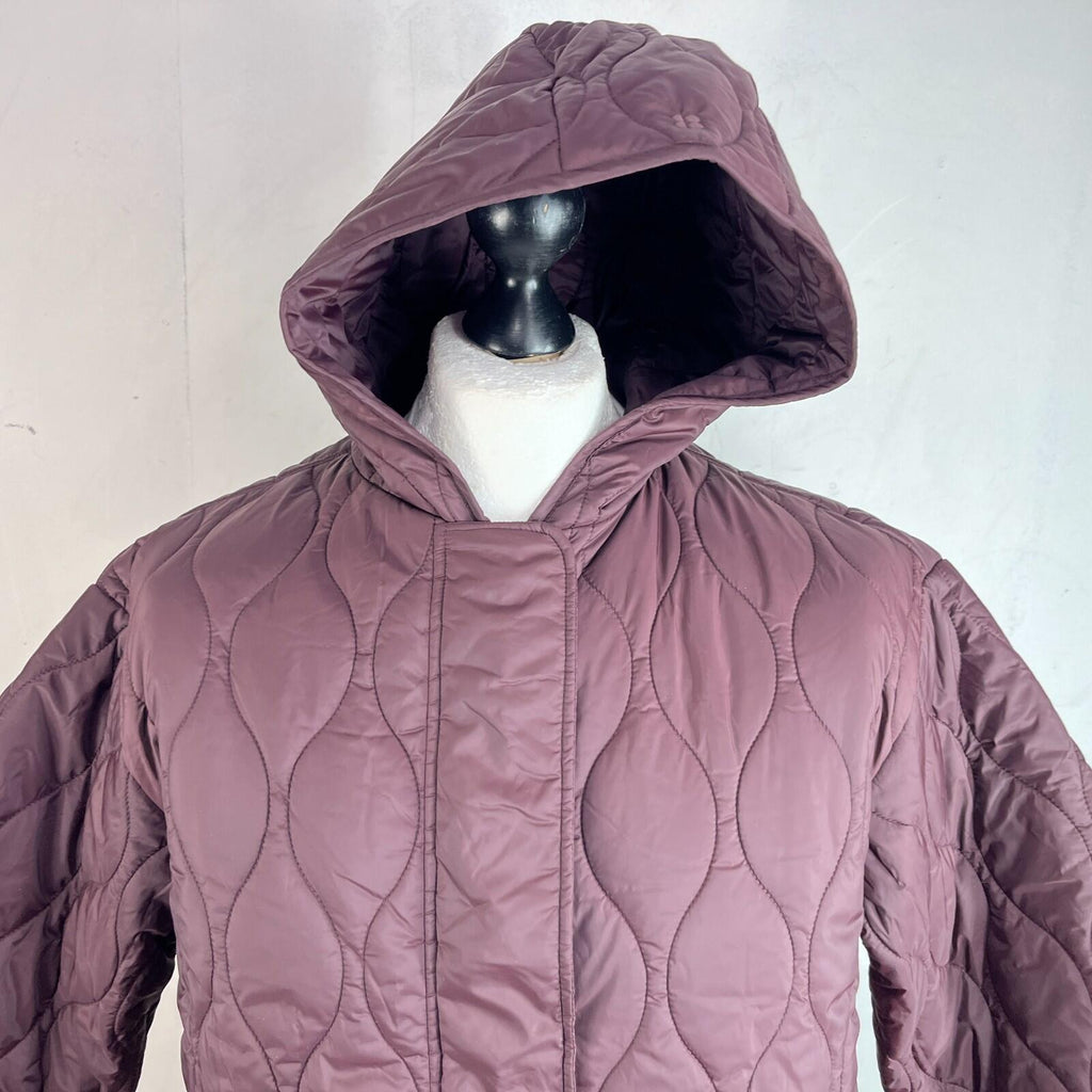 Sweaty Betty On The Move Longline Quilted Parka Coat in Sable Brown size M/12