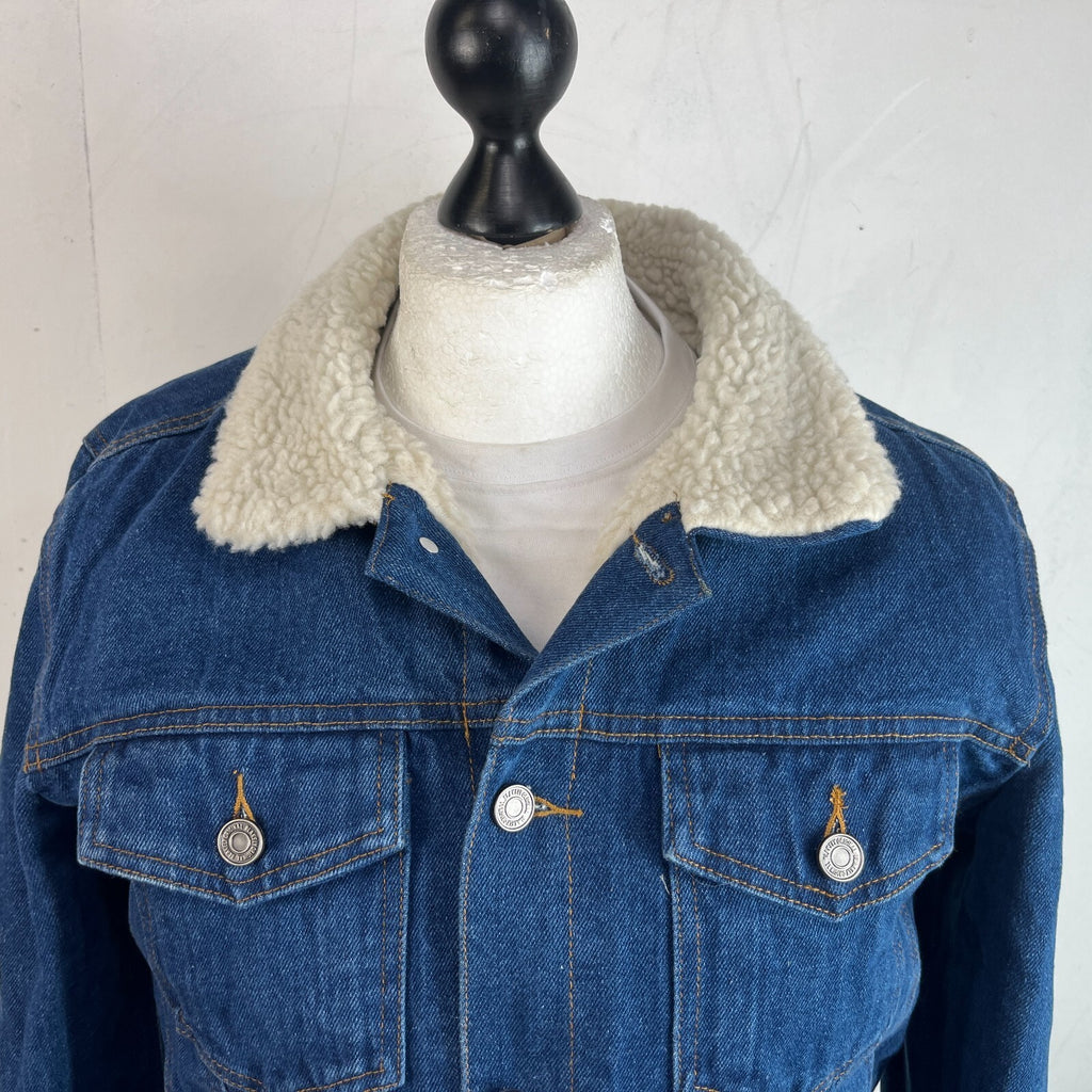 Blakely Mens Blue Denim Jacket Sherpa Fleece Lined Trucker size Medium