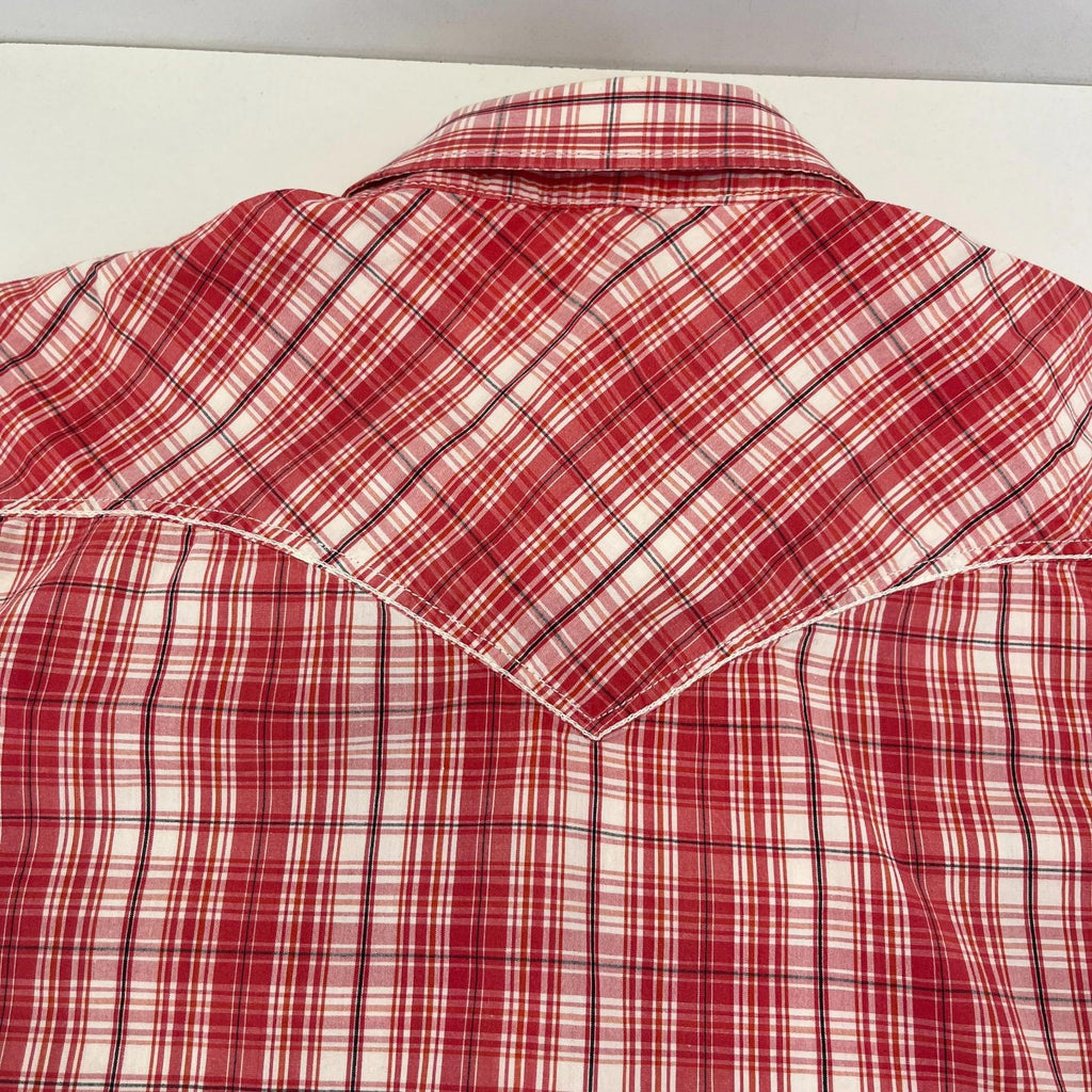 Levi Strauss Denim Cotton Check Shirt Short Sleeve Button Up size XL  Red Levis
