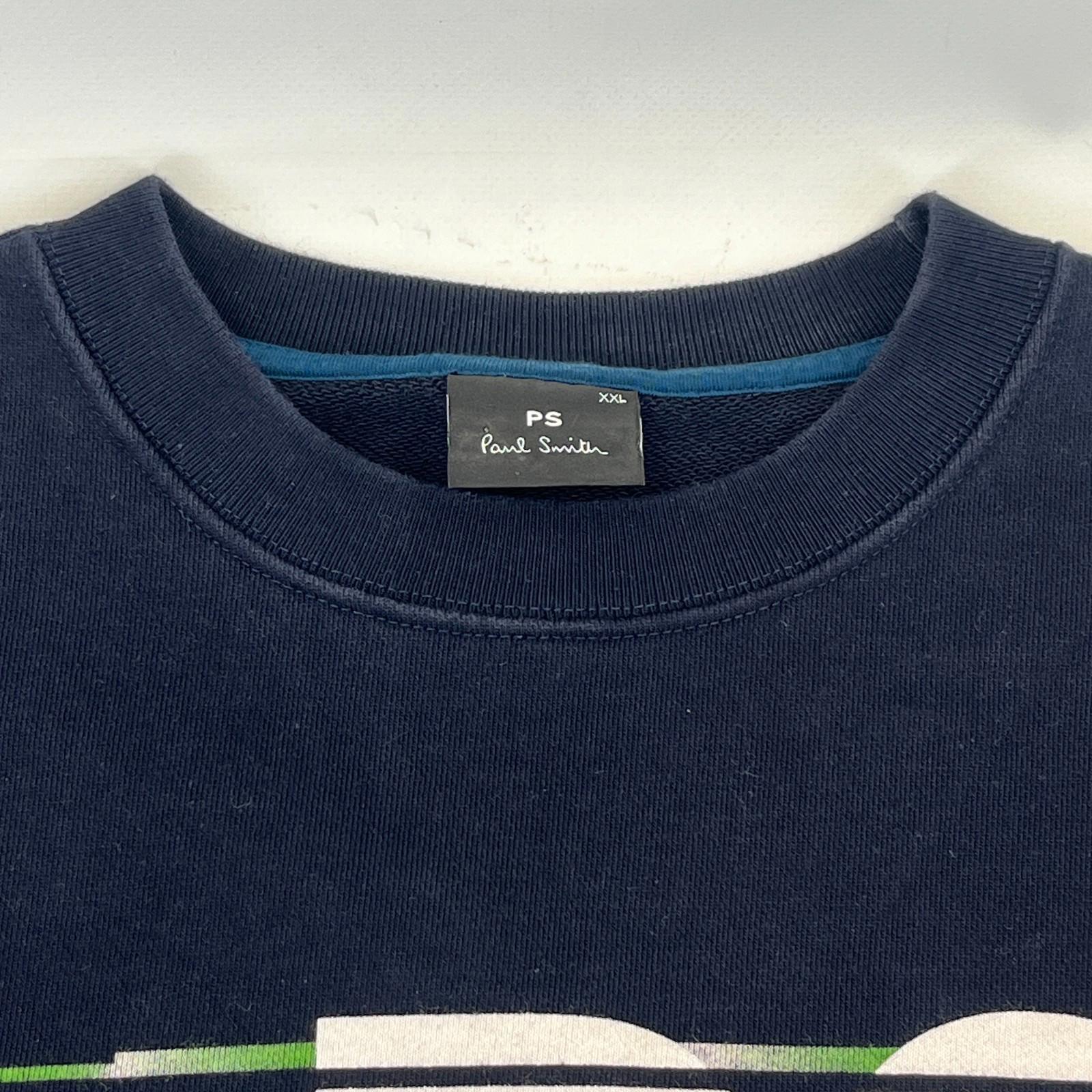 Paul Smith PS Spellout Sweatshirt Mens 2XL Slim Fit Crew Pullover Navy Blue