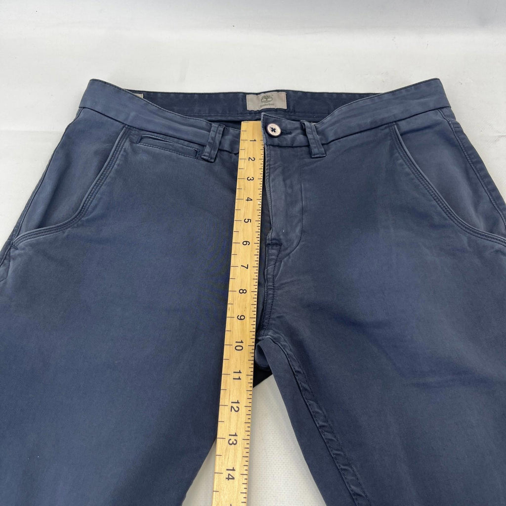 Timberland Men Blue Slim Tapered Chino Trousers Pants Zip Fly Cotton W32" L32"