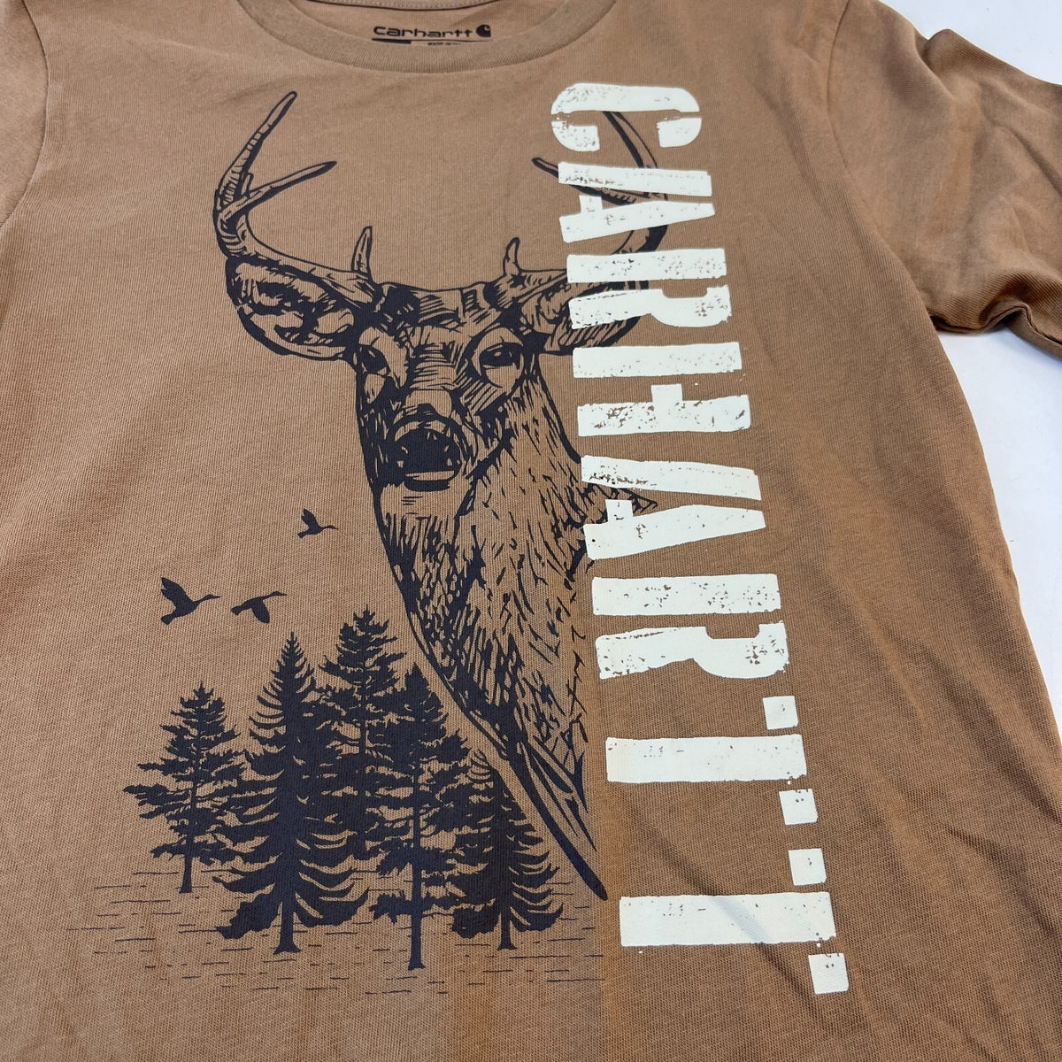 Carhartt Kids Khaki Brown Graphic Print Long Sleeve T-Shirt size 7 years - New