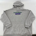 Superdry Limited Women's Sports Hoodie Grey Spell-Out Pullover UK 12 Baggy Fit